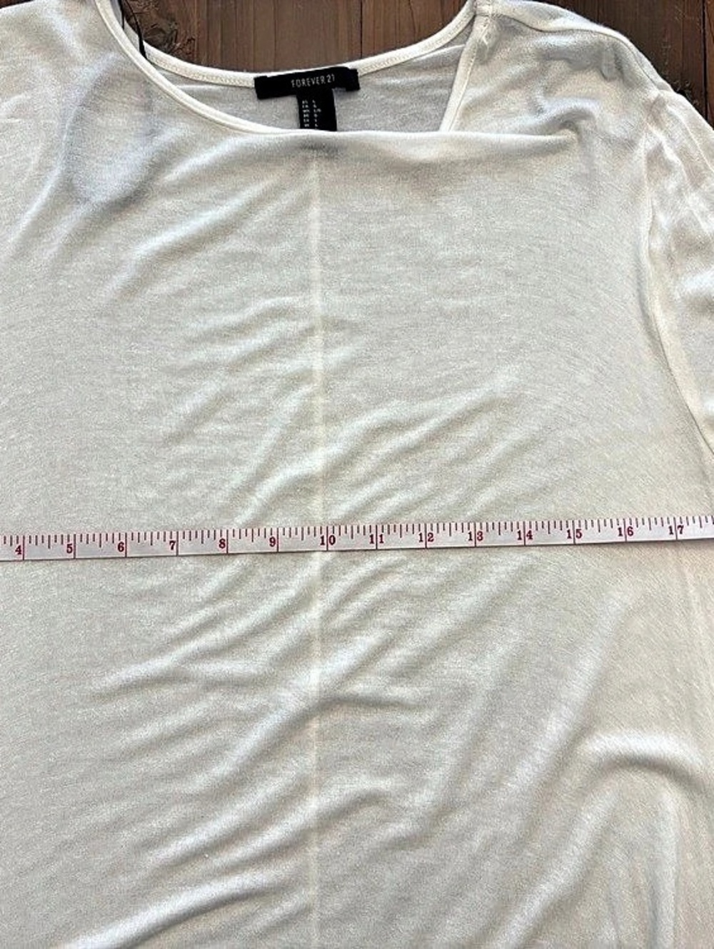 Forever 21 Off White Asymmetrical Handkerchief Hem Tunics Top - Size Large - Picture 4 of 7